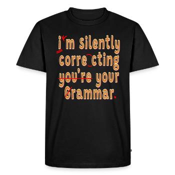 Je corrige silencieusement votre grammaire - T-shirt Premium bio Homme - noir - Devant - Nico (187cm)