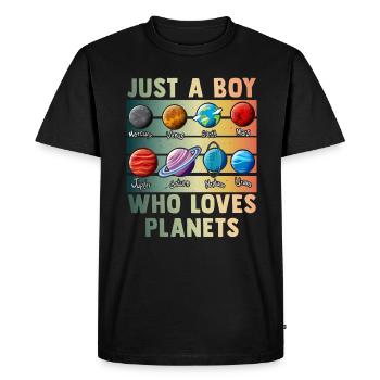 Just A Boy Who Loves Planets Solar System - Men's Premium Organic T-Shirt - black - Front - Nico (187cm)