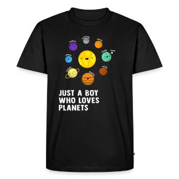 Just A Boy Who Loves Planets Solar System - Men's Premium Organic T-Shirt - black - Front - Nico (187cm)