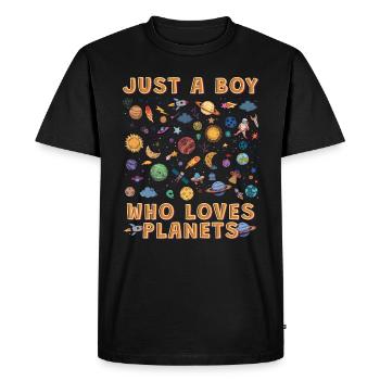 Just A Boy Who Loves Planets Solar System - Men's Premium Organic T-Shirt - black - Front - Nico (187cm)