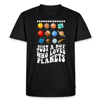 Just A Boy Who Loves Planets Solar System - Men's Premium Organic T-Shirt - black - Front - Nico (187cm)