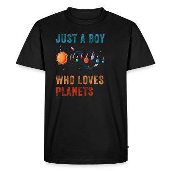 Just A Boy Who Loves Planets Solar System - Men's Premium Organic T-Shirt - black - Front - Nico (187cm)