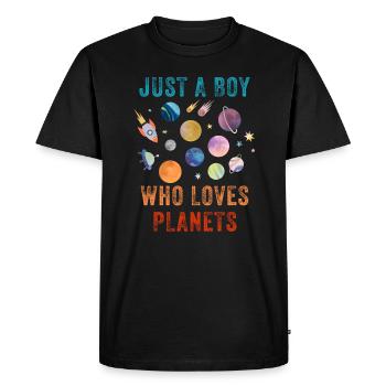 Just A Boy Who Loves Planets Solar System - Men's Premium Organic T-Shirt - black - Front - Nico (187cm)