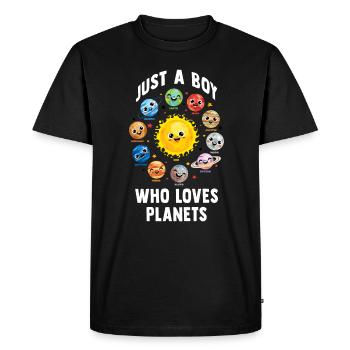 Just A Boy Who Loves Planets Solar System - Men's Premium Organic T-Shirt - black - Front - Nico (187cm)