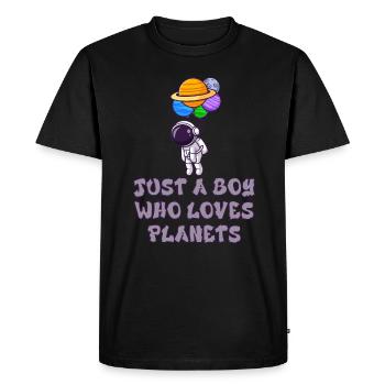 Just A Boy Who Loves Planets Solar System - Men's Premium Organic T-Shirt - black - Front - Nico (187cm)
