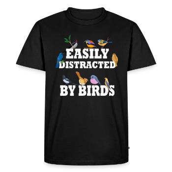 Facilement distrait par les oiseaux Bird Lover - T-shirt Premium bio Homme - noir - Devant - Nico (187cm)