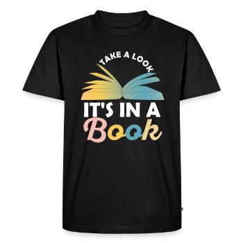 Jetez un coup d’œil C’est dans un rat de bibliothèque de lecture de livre - T-shirt Premium bio Homme - noir - Devant - Nico (187cm)
