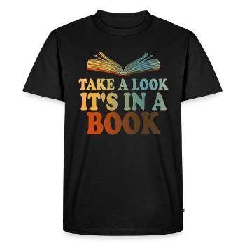 Jetez un coup d’œil C’est dans un rat de bibliothèque de lecture de livre - T-shirt Premium bio Homme - noir - Devant - Nico (187cm)