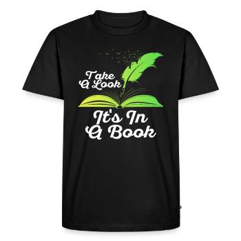 Jetez un coup d’œil C’est dans un rat de bibliothèque de lecture de livre - T-shirt Premium bio Homme - noir - Devant - Nico (187cm)