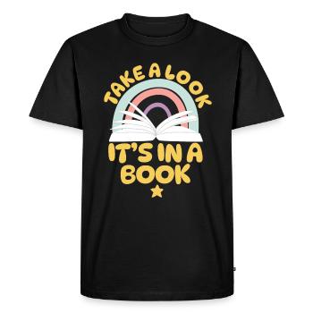 Jetez un coup d’œil C’est dans un rat de bibliothèque de lecture de livre - T-shirt Premium bio Homme - noir - Devant - Nico (187cm)