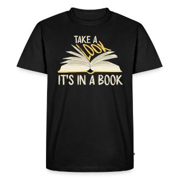 Jetez un coup d’œil C’est dans un rat de bibliothèque de lecture de livre - T-shirt Premium bio Homme - noir - Devant - Nico (187cm)