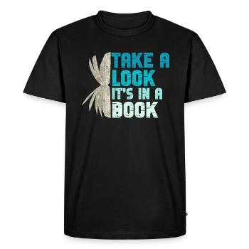 Jetez un coup d’œil C’est dans un rat de bibliothèque de lecture de livre - T-shirt Premium bio Homme - noir - Devant - Nico (187cm)