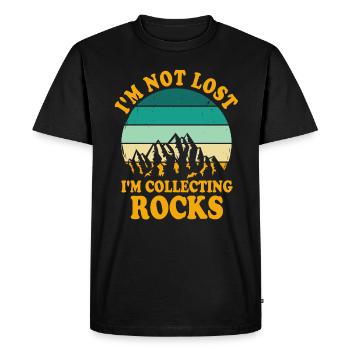 Je ne suis pas perdu Je collectionne des roches Drôle de géologie - T-shirt Premium bio Homme - noir - Devant - Nico (187cm)