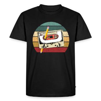 Cassette des années 80 Cassette de remontage de crayon des années 1990 - T-shirt Premium bio Homme - noir - Devant - Nico (187cm)