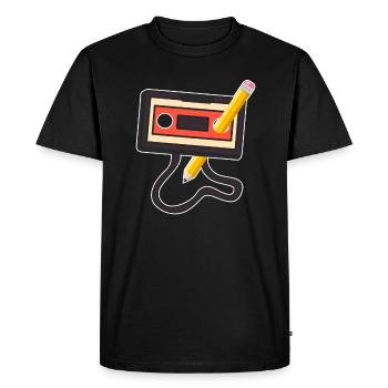 Cassette des années 80 Cassette de remontage de crayon des années 1990 - T-shirt Premium bio Homme - noir - Devant - Nico (187cm)