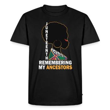 Juneteenth 1865 Remembering My Ancestors - Men's Premium Organic T-Shirt - black - Front - Nico (187cm)