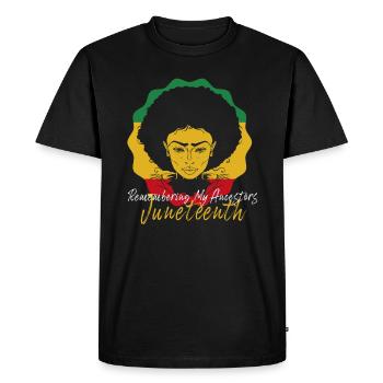 Juneteenth 1865 Remembering My Ancestors - Men's Premium Organic T-Shirt - black - Front - Nico (187cm)