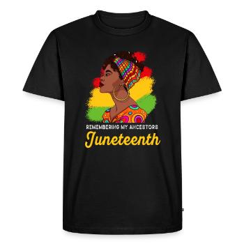 Juneteenth 1865 Remembering My Ancestors - Men's Premium Organic T-Shirt - black - Front - Nico (187cm)