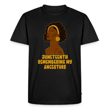 Juneteenth 1865 Remembering My Ancestors - Men's Premium Organic T-Shirt - black - Front - Nico (187cm)