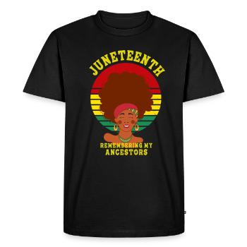Juneteenth 1865 Remembering My Ancestors - Men's Premium Organic T-Shirt - black - Front - Nico (187cm)