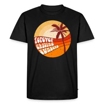 Forever Chasing Sunsets Retro Summer Vacation - Men's Premium Organic T-Shirt - black - Front - Nico (187cm)