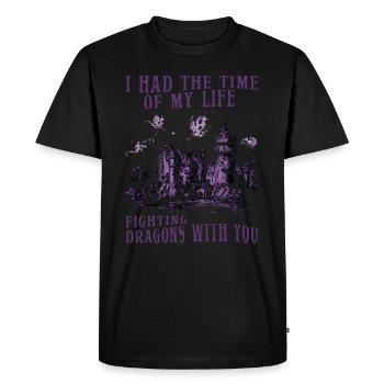 J’ai passé le meilleur moment de ma vie à combattre des dragons - T-shirt Premium bio Homme - noir - Devant - Nico (187cm)