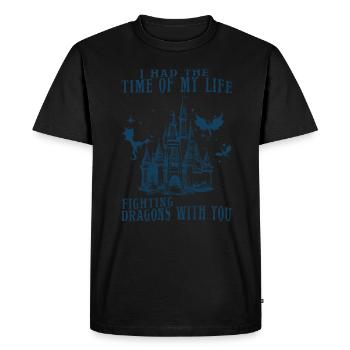 J’ai passé le meilleur moment de ma vie à combattre des dragons - T-shirt Premium bio Homme - noir - Devant - Nico (187cm)
