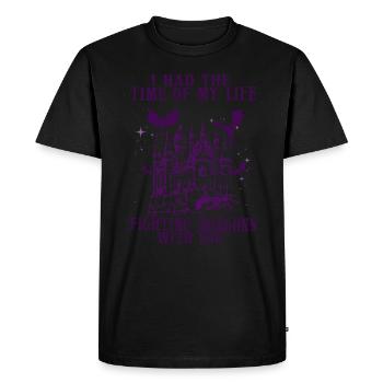 J’ai passé le meilleur moment de ma vie à combattre des dragons - T-shirt Premium bio Homme - noir - Devant - Nico (187cm)