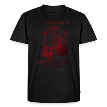 J’ai passé le meilleur moment de ma vie à combattre des dragons - T-shirt Premium bio Homme - noir - Devant - Nico (187cm)