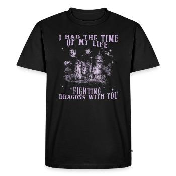 J’ai passé le meilleur moment de ma vie à combattre des dragons - T-shirt Premium bio Homme - noir - Devant - Nico (187cm)