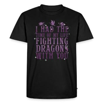 J’ai passé le meilleur moment de ma vie à combattre des dragons - T-shirt Premium bio Homme - noir - Devant - Nico (187cm)