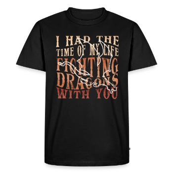 J’ai passé le meilleur moment de ma vie à combattre des dragons - T-shirt Premium bio Homme - noir - Devant - Nico (187cm)