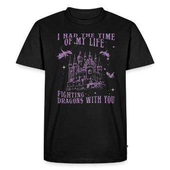 J’ai passé le meilleur moment de ma vie à combattre des dragons - T-shirt Premium bio Homme - noir - Devant - Nico (187cm)