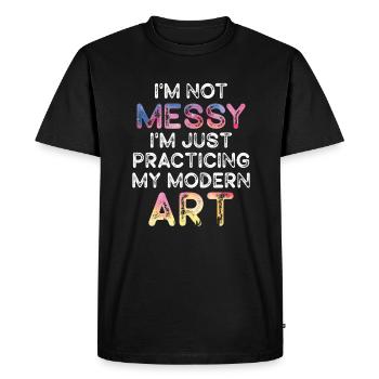 Je ne suis pas une peinture d’Art moderne amusante et désordonnée - T-shirt Premium bio Homme - noir - Devant - Nico (187cm)
