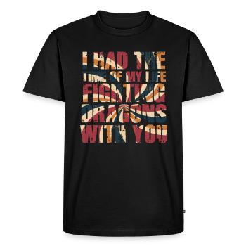 J’ai passé le meilleur moment de ma vie à combattre des dragons - T-shirt Premium bio Homme - noir - Devant - Nico (187cm)