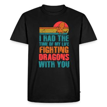 J’ai passé le meilleur moment de ma vie à combattre des dragons - T-shirt Premium bio Homme - noir - Devant - Nico (187cm)
