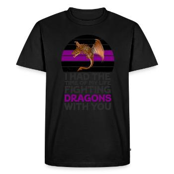 J’ai passé le meilleur moment de ma vie à combattre des dragons - T-shirt Premium bio Homme - noir - Devant - Nico (187cm)
