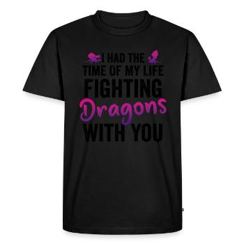 J’ai passé le meilleur moment de ma vie à combattre des dragons - T-shirt Premium bio Homme - noir - Devant - Nico (187cm)