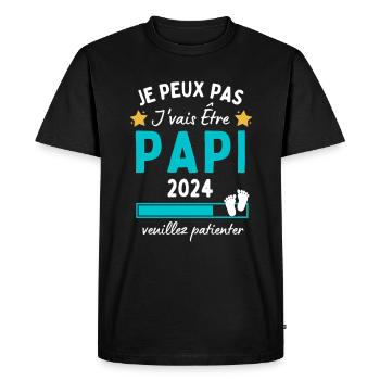 Je peux pas j'vais être Papi 2024 Futur Grand-père - T-shirt Premium bio Homme - noir - Devant - Nico (187cm)