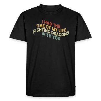 J’ai passé le meilleur moment de ma vie à combattre des dragons - T-shirt Premium bio Homme - noir - Devant - Nico (187cm)