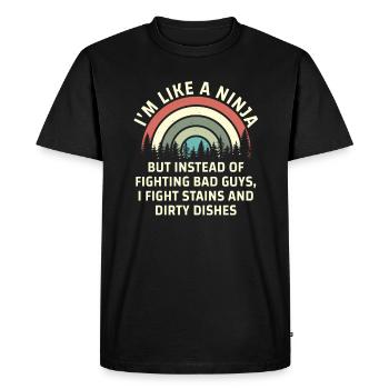 Comme une femme au foyer ninja - T-shirt Premium bio Homme - noir - Devant - Nico (187cm)
