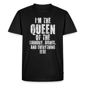 Reine de la lessive, de la vaisselle et de tout le reste - T-shirt Premium bio Homme - noir - Devant - Nico (187cm)
