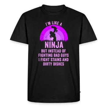 Comme une femme au foyer ninja - T-shirt Premium bio Homme - noir - Devant - Nico (187cm)