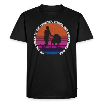 Reine du linge, de la vaisselle et de tout le reste - T-shirt Premium bio Homme - noir - Devant - Nico (187cm)