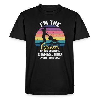 Reine de la lessive, de la vaisselle et de tout le reste - T-shirt Premium bio Homme - noir - Devant - Nico (187cm)
