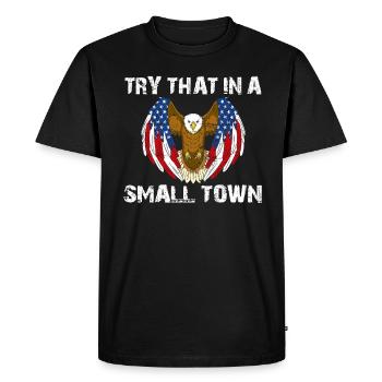 Essayez ça dans une petite ville Aigle drapeau américain - T-shirt Premium bio Homme - noir - Devant - Nico (187cm)
