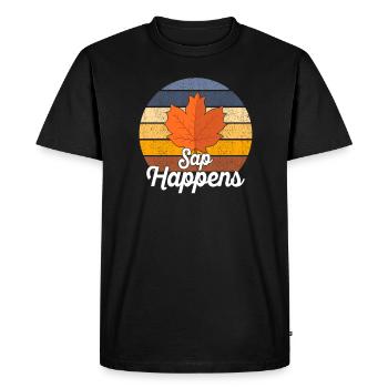 Maple Syrup Tree Tapping Funny Autumn Pancake - Men's Premium Organic T-Shirt - black - Front - Nico (187cm)