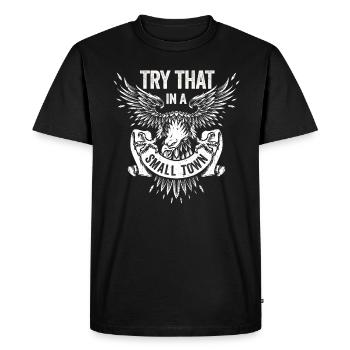 Essayez ça dans une petite ville Aigle drapeau américain - T-shirt Premium bio Homme - noir - Devant - Nico (187cm)