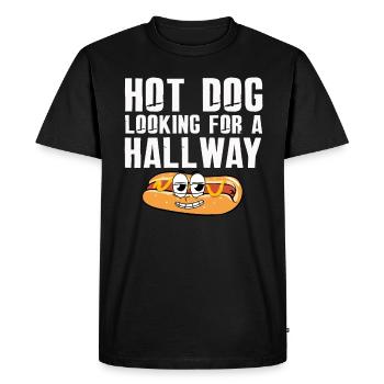 Hot-dog à la recherche d’un couloir - T-shirt Premium bio Homme - noir - Devant - Nico (187cm)