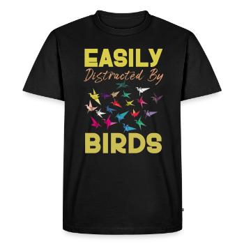 Facilement distrait par les oiseaux Amateur d’oiseaux - T-shirt Premium bio Homme - noir - Devant - Nico (187cm)